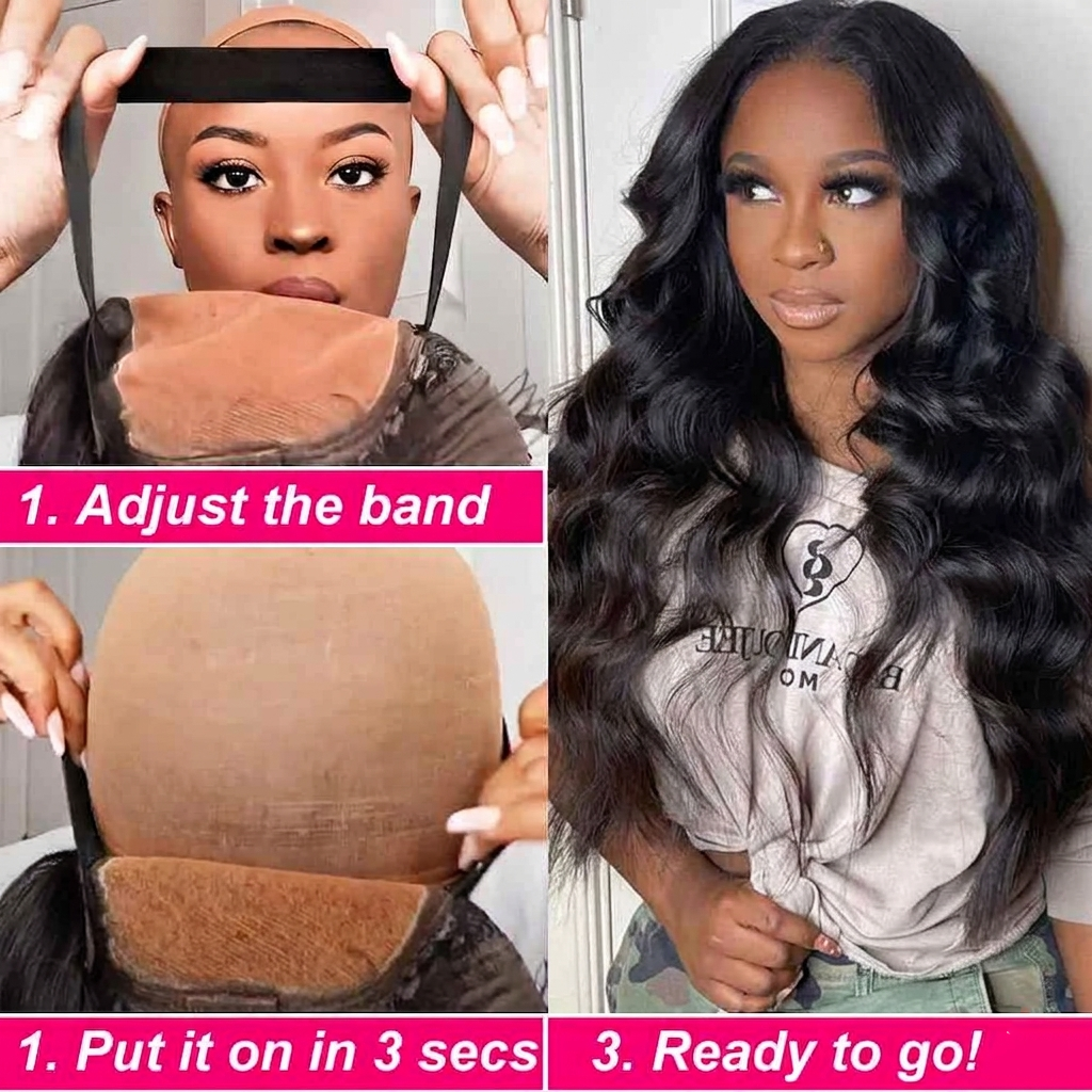 250 Density Wear and Go Glueless Wigs 100% Real Human Hair Pre Plucked Body Wave Wigs for Women 4X4 Pre Cut Lace Closure Wig