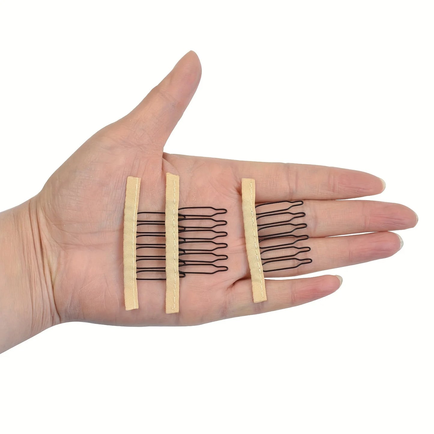10/20/50Pcs Wig Combs to Secure Wig 6-Teeth Wig Comb Wig Clips with Cloth for Making Wig Caps Steel Material Clips Combs Forhair
