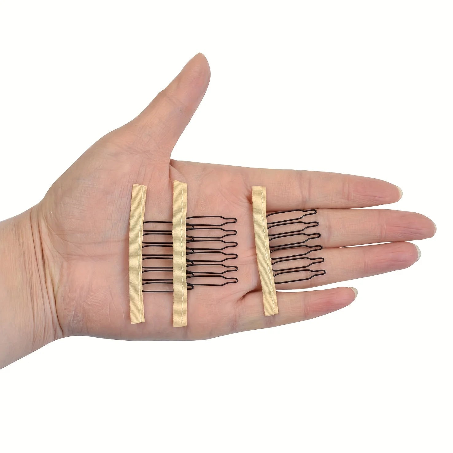 10/20/50Pcs Wig Combs to Secure Wig 6-Teeth Wig Comb Wig Clips with Cloth for Making Wig Caps Steel Material Clips Combs Forhair