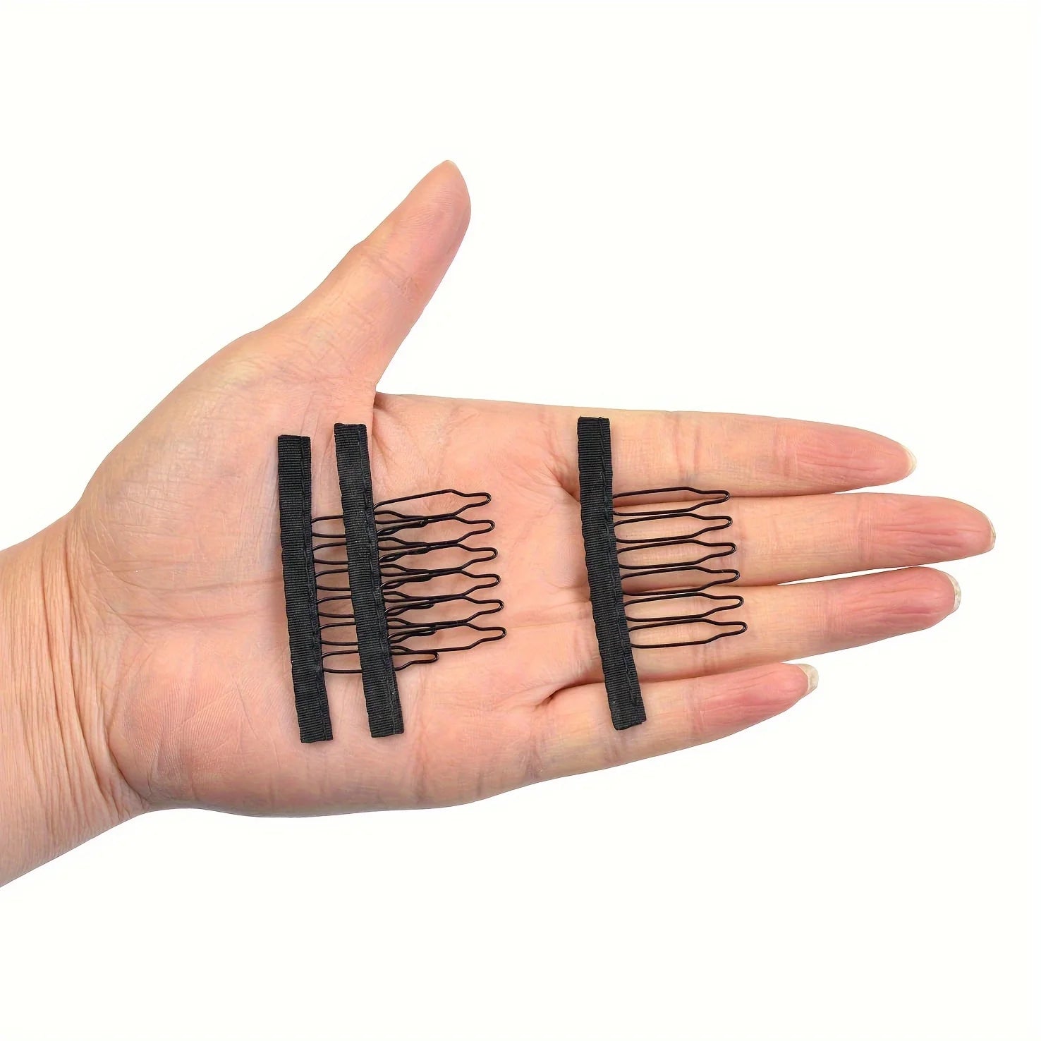 10/20/50Pcs Wig Combs to Secure Wig 6-Teeth Wig Comb Wig Clips with Cloth for Making Wig Caps Steel Material Clips Combs Forhair