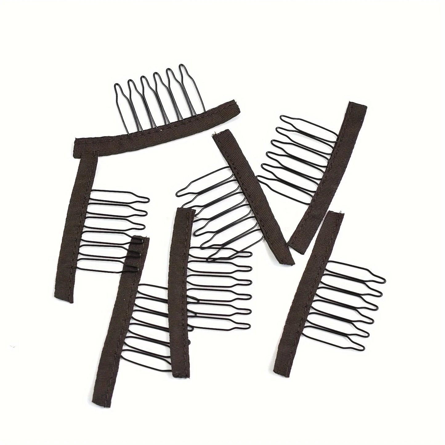 10/20/50Pcs Wig Combs to Secure Wig 6-Teeth Wig Comb Wig Clips with Cloth for Making Wig Caps Steel Material Clips Combs Forhair