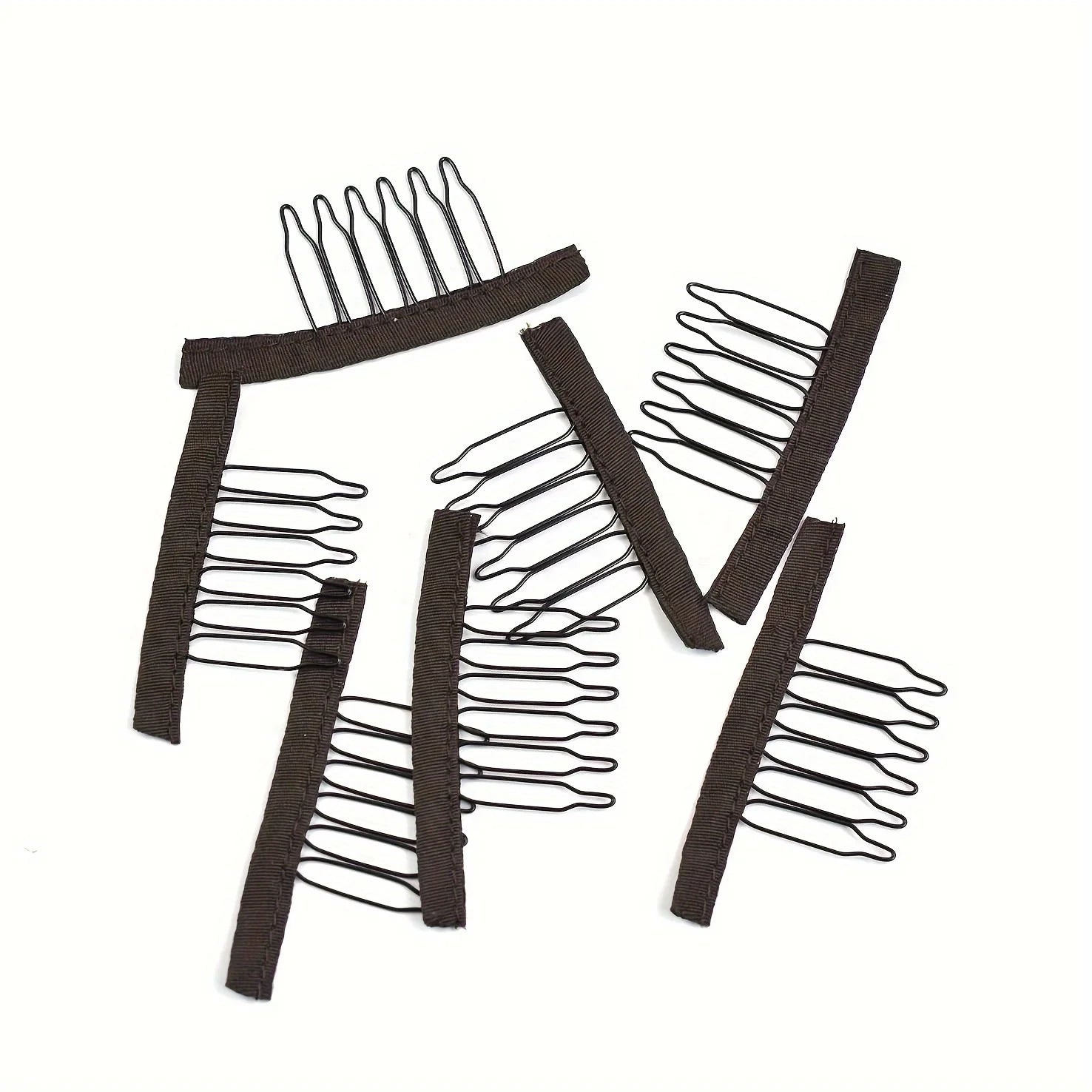 10/20/50Pcs Wig Combs to Secure Wig 6-Teeth Wig Comb Wig Clips with Cloth for Making Wig Caps Steel Material Clips Combs Forhair