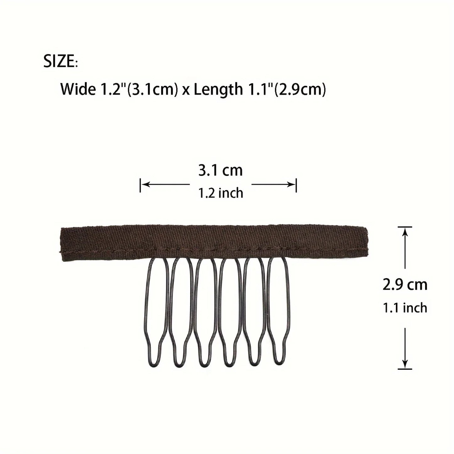 10/20/50Pcs Wig Combs to Secure Wig 6-Teeth Wig Comb Wig Clips with Cloth for Making Wig Caps Steel Material Clips Combs Forhair