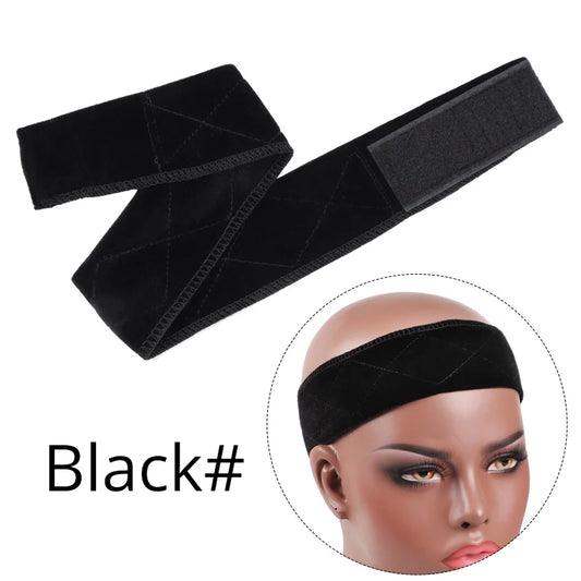 1Pcs Wig Grip Band Brown Velvet Headband Scarf Head Hair Band Extra Hold Wig Adjustable Fastern Stretch Cotton Wig Band Beige