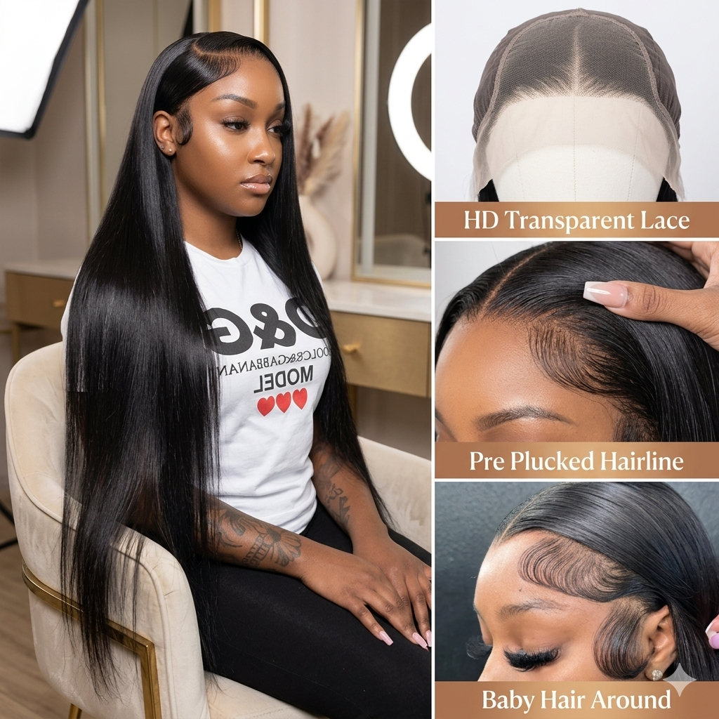 250 Density 13X4 13X6 Transparent Bone Straight 30 40 Inches Lace Front Human Hair Wigs Brazilian Frontal Wigs for Women