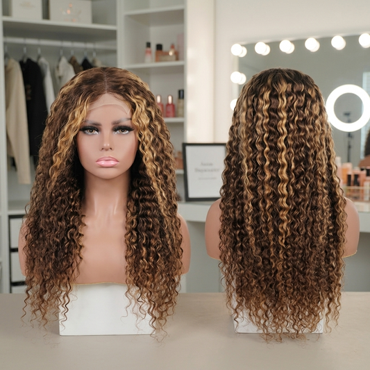 4 27 Highlight Wig Human Hair Kinky Curly Wig 13X4 Pre Plucked Lace Front Human Hair Wigs