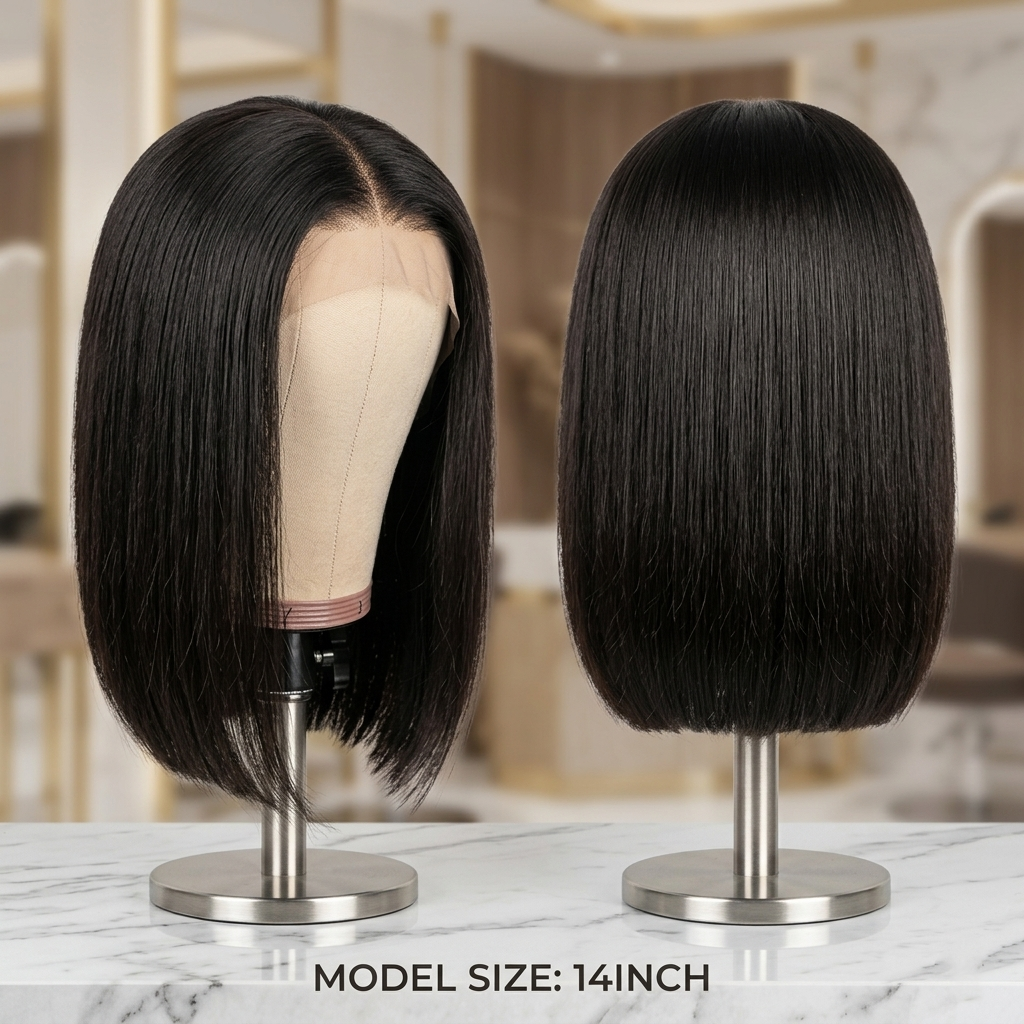 Hair Straight Short Bob Wig 4X4 Lace Closure Wig Brazilian Transparent Lace Remy Human Hair Wigs for Women Pre Plucked