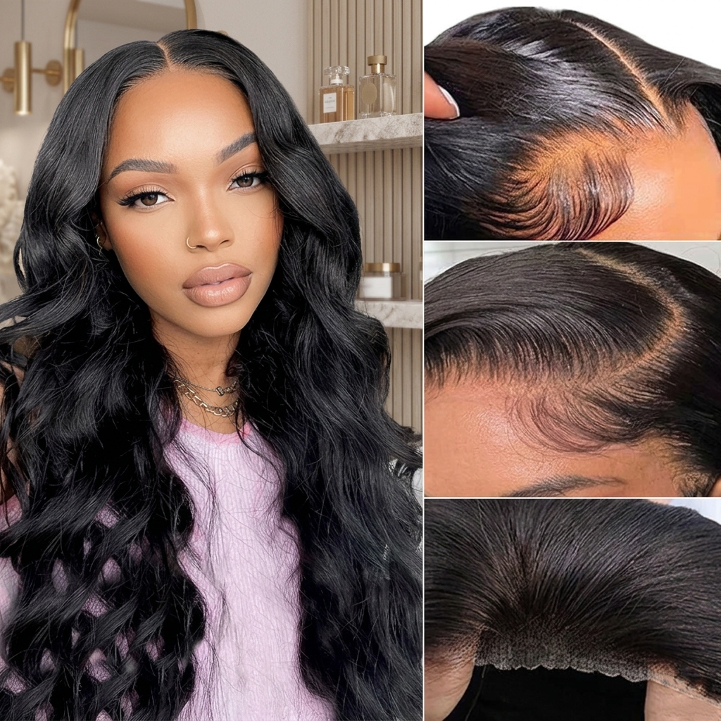 250 Density Wear and Go Glueless Wigs 100% Real Human Hair Pre Plucked Body Wave Wigs for Women 4X4 Pre Cut Lace Closure Wig